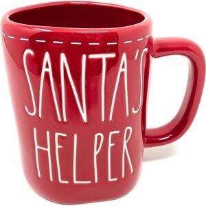 Rae Dunn Red SANTA'S HELPER Coffee Mug
